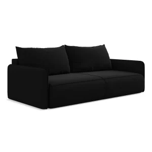 Driezits-slaapbank van zwart velours – PALERMO Driezits-slaapbank van zwart velours – PALERMO