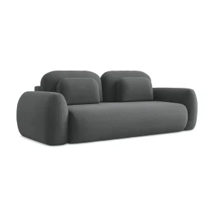 Driezits-slaapbank van donkergrijs bouclé – FERRETTI Driezits-slaapbank van donkergrijs bouclé – FERRETTI
