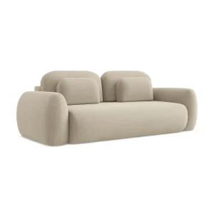 Driezits-slaapbank van donkerbeige bouclé – FERRETTI Driezits-slaapbank van donkerbeige bouclé – FERRETTI
