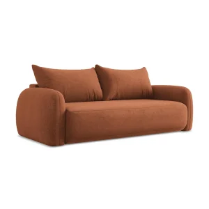 Driezits-slaapbank van terracotta chenille stof – AMALFI Driezits-slaapbank van terracotta chenille stof – AMALFI