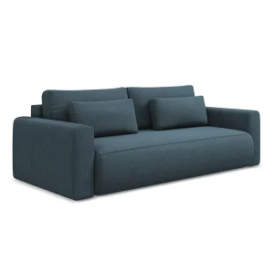 Driezits-slaapbank van jeans textuurstof – PERUGIA Driezits-slaapbank van jeans textuurstof – PERUGIA