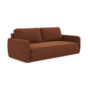 Driezits-slaapbank van terracotta textuurstof – CORLE Driezits-slaapbank van terracotta textuurstof – CORLE