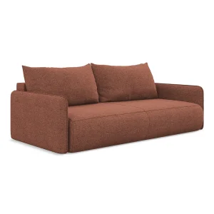 Driezits-slaapbank van gedempt roze chenille stof – PALERMO Driezits-slaapbank van gedempt roze chenille stof – PALERMO