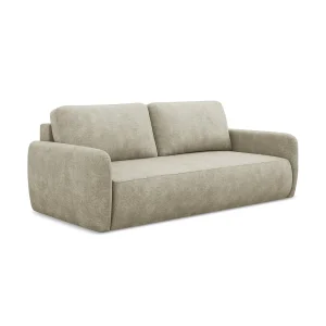 Driezits-slaapbank van beige chenille stof – CORLE Driezits-slaapbank van beige chenille stof – CORLE