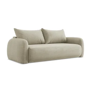 Driezits-slaapbank van beige chenille stof – AMALFI Driezits-slaapbank van beige chenille stof – AMALFI