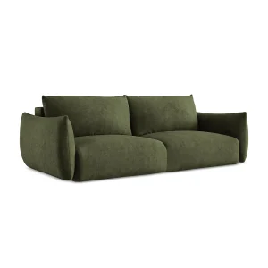 Driezits-slaapbank van olijf chenille stof – SAVONA Driezits-slaapbank van olijf chenille stof – SAVONA