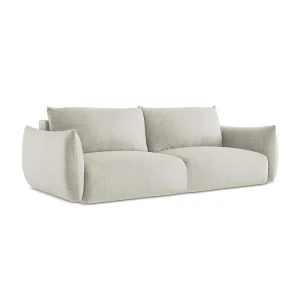 Driezits-slaapbank van lichtbeige textuurstof – SAVONA Driezits-slaapbank van lichtbeige textuurstof – SAVONA