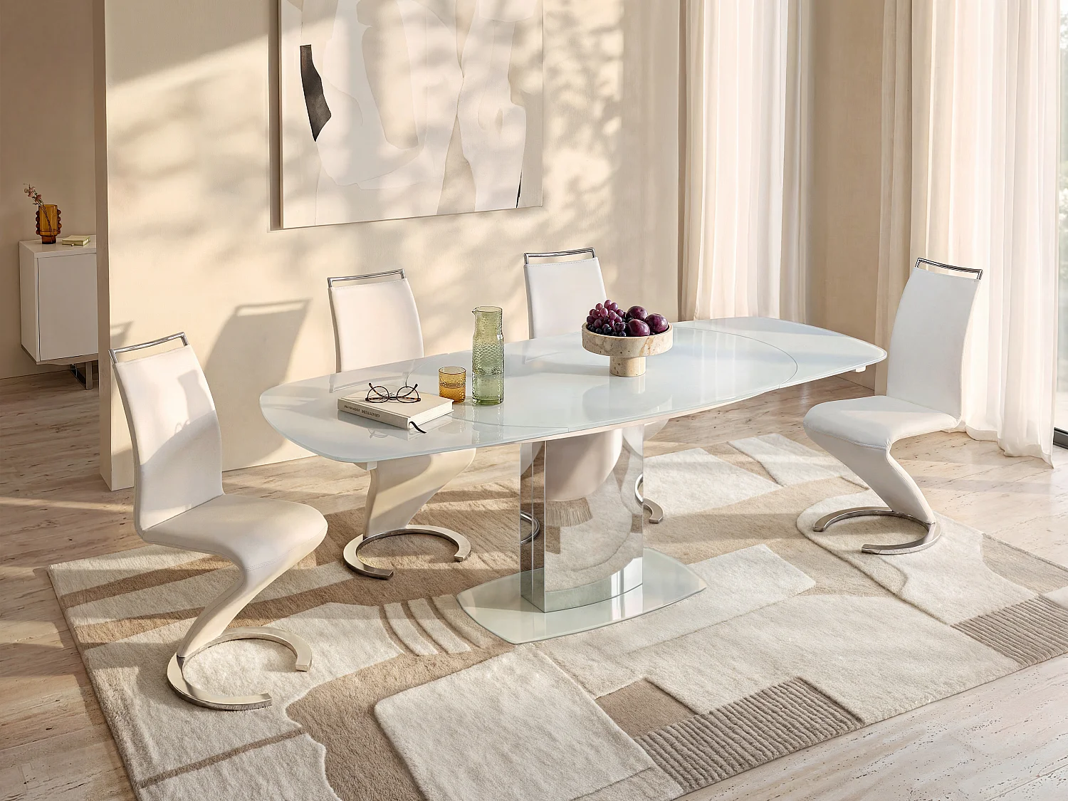 Eettafel TALICIA uitschuifbaar - 6 tot 8 personen - wit