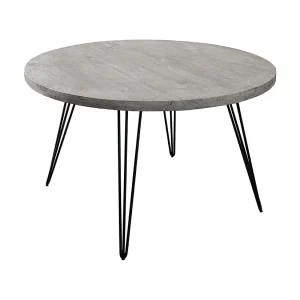 Eettafel SILVA – Grijs mangohout en zwart metaal – 120 cm – Ronde vorm – Hedendaagse stijl Eettafel SILVA – Grijs mangohout en zwart metaal – 120 cm – Ronde vorm – Hedendaagse stijl