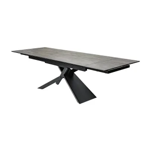 Eettafel STELIX – Uitschuifbaar 180 tot 260 cm – Metalen structuur en blad van gehard glas en keramiek Eettafel STELIX – Uitschuifbaar 180 tot 260 cm – Metalen structuur en blad van gehard glas en keramiek