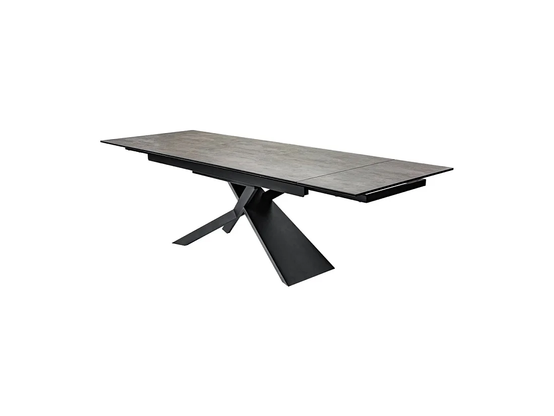 Eettafel STELIX – Uitschuifbaar 180 tot 260 cm – Metalen structuur en blad van gehard glas en keramiek