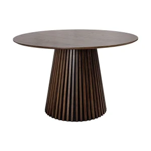 Eettafel KANOVA 120 cm – Rond blad van donker eikenhout en centrale designvoet – Hedendaagse stijl