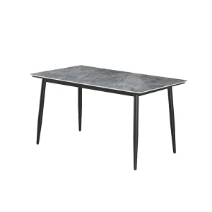 Eettafel GRANVIA – 140×80 cm leisteen effect en metalen poten