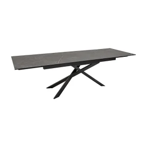 Eettafel STELIX 180–220–260 cm – Blad van antraciet keramiek en gehard glas – Uitschuifbaar Eettafel STELIX 180–220–260 cm – Blad van antraciet keramiek en gehard glas – Uitschuifbaar