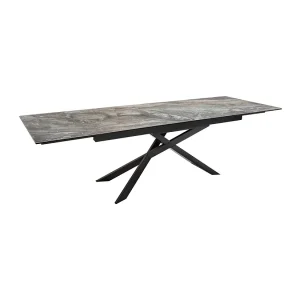 Eettafel STELIX 180–220–260 cm – Blad van keramiek met marmer effect en gehard glas Eettafel STELIX 180–220–260 cm – Blad van keramiek met marmer effect en gehard glas