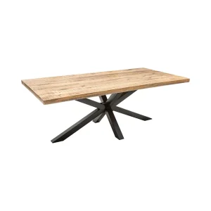 Eettafel SOLARA 200 cm – Blad van massief hout en zwart metaal Eettafel SOLARA 200 cm – Blad van massief hout en zwart metaal
