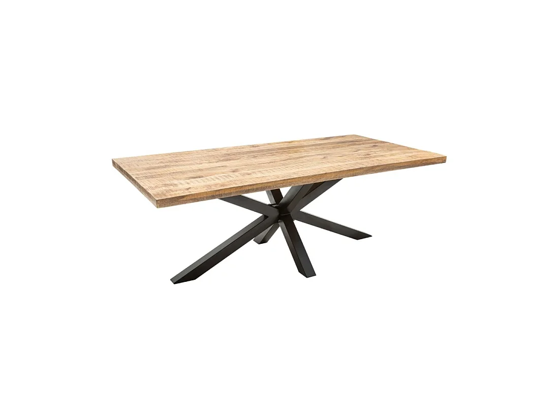 Eettafel SOLARA 200 cm - Blad van massief hout en zwart metaal