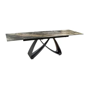 Eettafel ZAREL – Uitschuifbaar 180 tot 260 cm – Keramiek en gehard glas – Uiterlijk grijs taupe marmer Eettafel ZAREL – Uitschuifbaar 180 tot 260 cm – Keramiek en gehard glas – Uiterlijk grijs taupe marmer