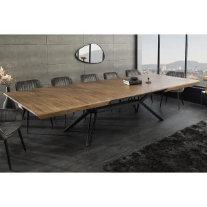 Eettafel RADIAM – Donker notenhout gefineerd MDF en metaal – 200-320 cm – Uitschuifbaar Eettafel RADIAM – Donker notenhout gefineerd MDF en metaal – 200-320 cm – Uitschuifbaar