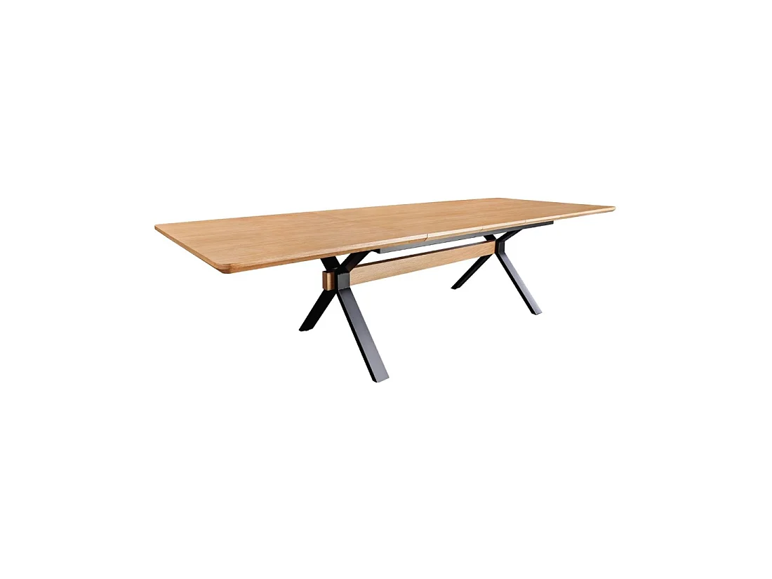 Eettafel RADIAM - Eikenfineer MDF en metaal - 180-300 cm - Uitschuifbaar