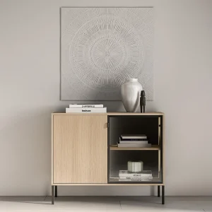Dressoir 2-deurs – Lindberg eiken – 107 cm – BARNEE Dressoir 2-deurs – Lindberg eiken – 107 cm – BARNEE