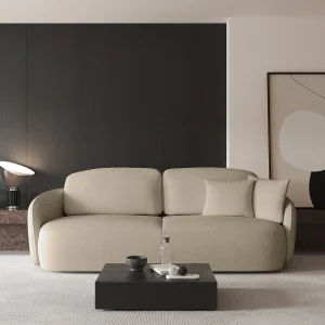 Driezits slaapbank – in beige chenillestof – SAVOY Driezits slaapbank – in beige chenillestof – SAVOY