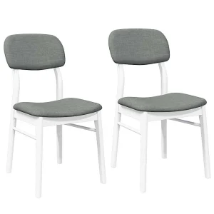 Eetkamerstoelen met kussens 2 st massief hout rubber wit