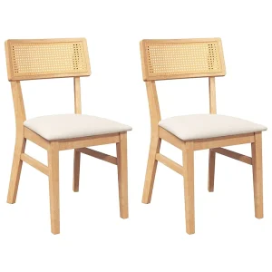 Eetkamerstoelen met kussens 2 st massief hout rubber Eetkamerstoelen met kussens 2 st massief hout rubber