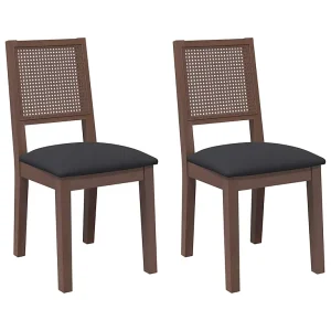 Eetkamerstoelen met kussens 2 st massief hout rubber bruin Eetkamerstoelen met kussens 2 st massief hout rubber bruin