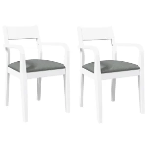 Eetkamerstoelen met kussens 2 st massief hout rubber wit Eetkamerstoelen met kussens 2 st massief hout rubber wit