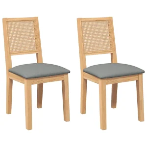 Eetkamerstoelen met kussens 2 st massief hout rubber Eetkamerstoelen met kussens 2 st massief hout rubber