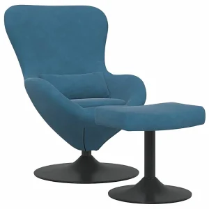 Egg Chair met Voetsteun with Footstool Blauw Fluweel Egg Chair met Voetsteun with Footstool Blauw Fluweel