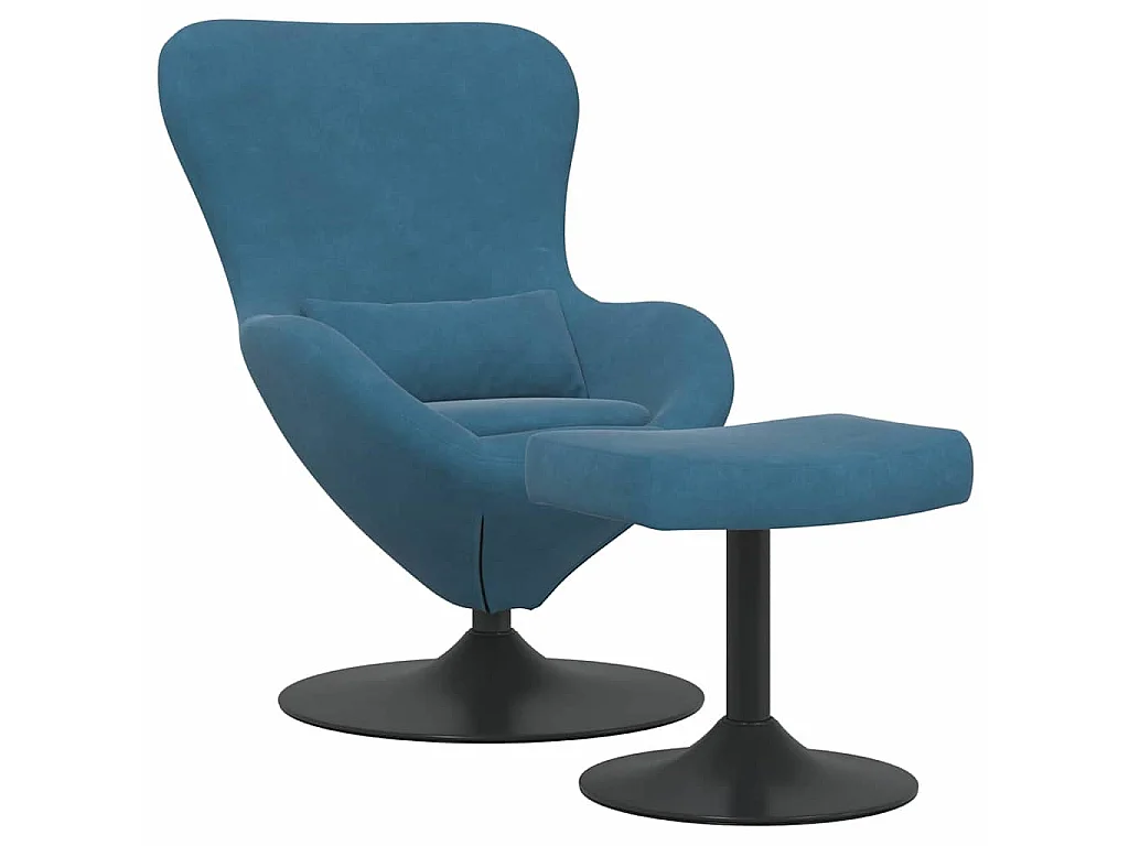 Egg Chair met Voetsteun with Footstool Blauw Fluweel