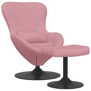 Egg Chair met Voetsteun Roze Fluweel Egg Chair met Voetsteun Roze Fluweel