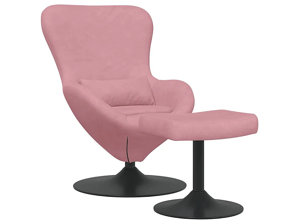 Egg Chair met Voetsteun Roze Fluweel