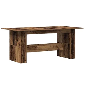 Eettafel 180x90x76 cm bewerkt hout oud houtkleurig Eettafel 180x90x76 cm bewerkt hout oud houtkleurig