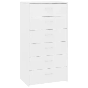 Dressoir met 6 lades 50x34x96 cm bewerkt hout wit Dressoir met 6 lades 50x34x96 cm bewerkt hout wit