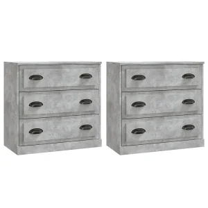 Dressoirs 2 st bewerkt hout betongrijs Dressoirs 2 st bewerkt hout betongrijs