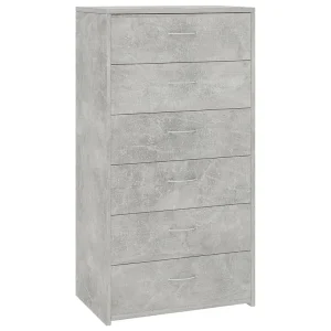 Dressoir met 6 lades 50x34x96 cm bewerkt hout betongrijs Dressoir met 6 lades 50x34x96 cm bewerkt hout betongrijs