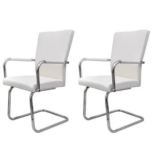 Eetkamerstoelen 2 st kunstleer wit