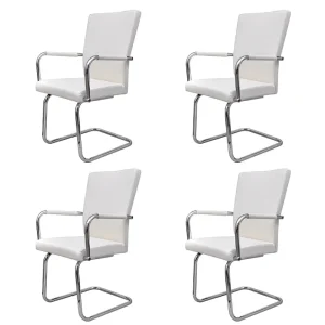 Eetkamerstoelen 4 st kunstleer wit Eetkamerstoelen 4 st kunstleer wit