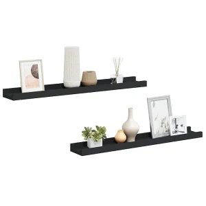 Fotoplanken 2 st 60x9x3 cm MDF zwart Fotoplanken 2 st 60x9x3 cm MDF zwart