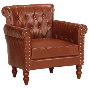 Fauteuil echt geitenleer bruin Fauteuil echt geitenleer bruin