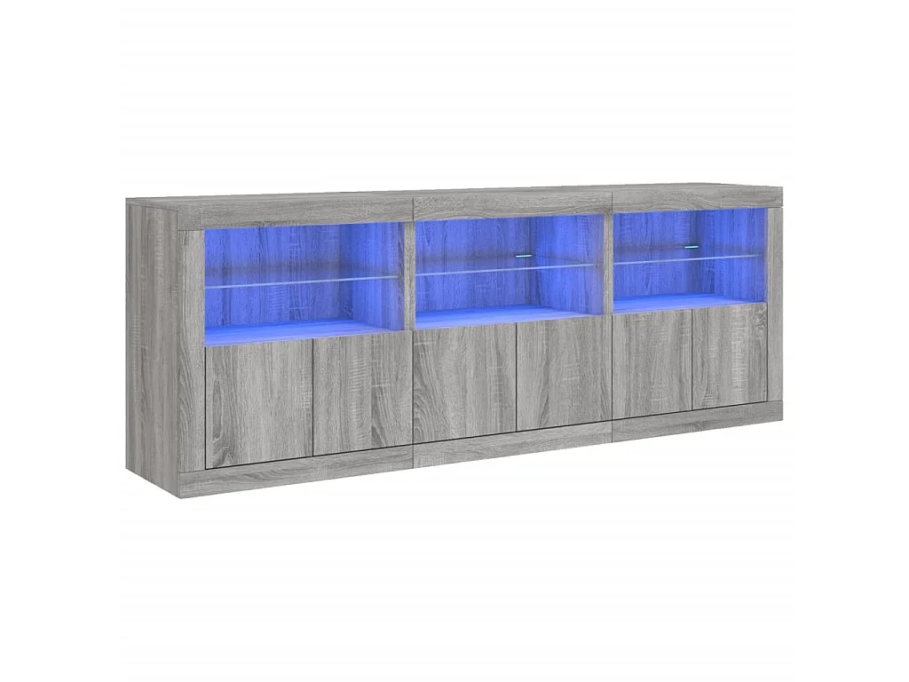 Dressoir met LED-verlichting 181,5x37x678 cm grijs sonoma eiken