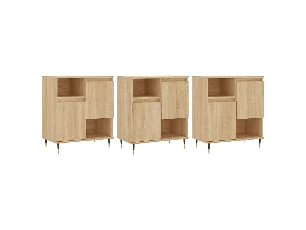 Dressoirs 3 st bewerkt hout sonoma eiken
