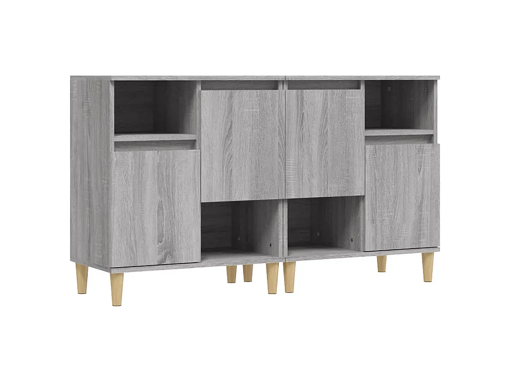 Dressoirs 2 st 60x35x70 cm bewerkt hout grijs sonoma eikenkleur