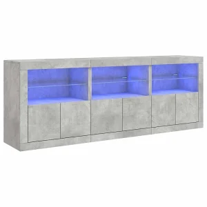 Dressoir met LED-verlichting 181,5x37x67 cm betongrijs