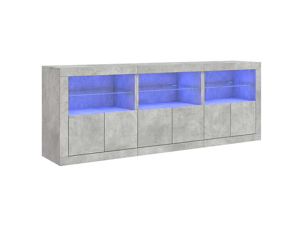 Dressoir met LED-verlichting 181,5x37x67 cm betongrijs