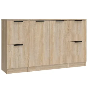 Dressoirs 3 st bewerkt hout sonoma eiken Dressoirs 3 st bewerkt hout sonoma eiken