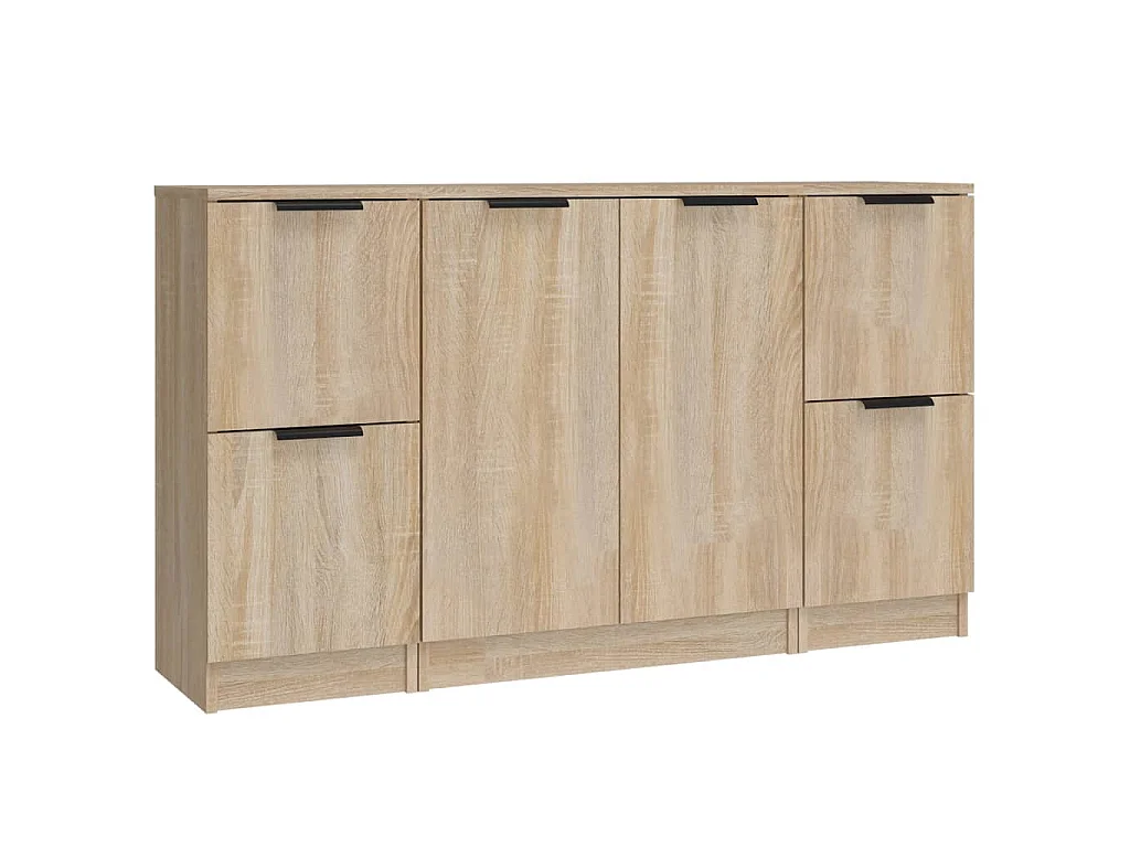 Dressoirs 3 st bewerkt hout sonoma eiken